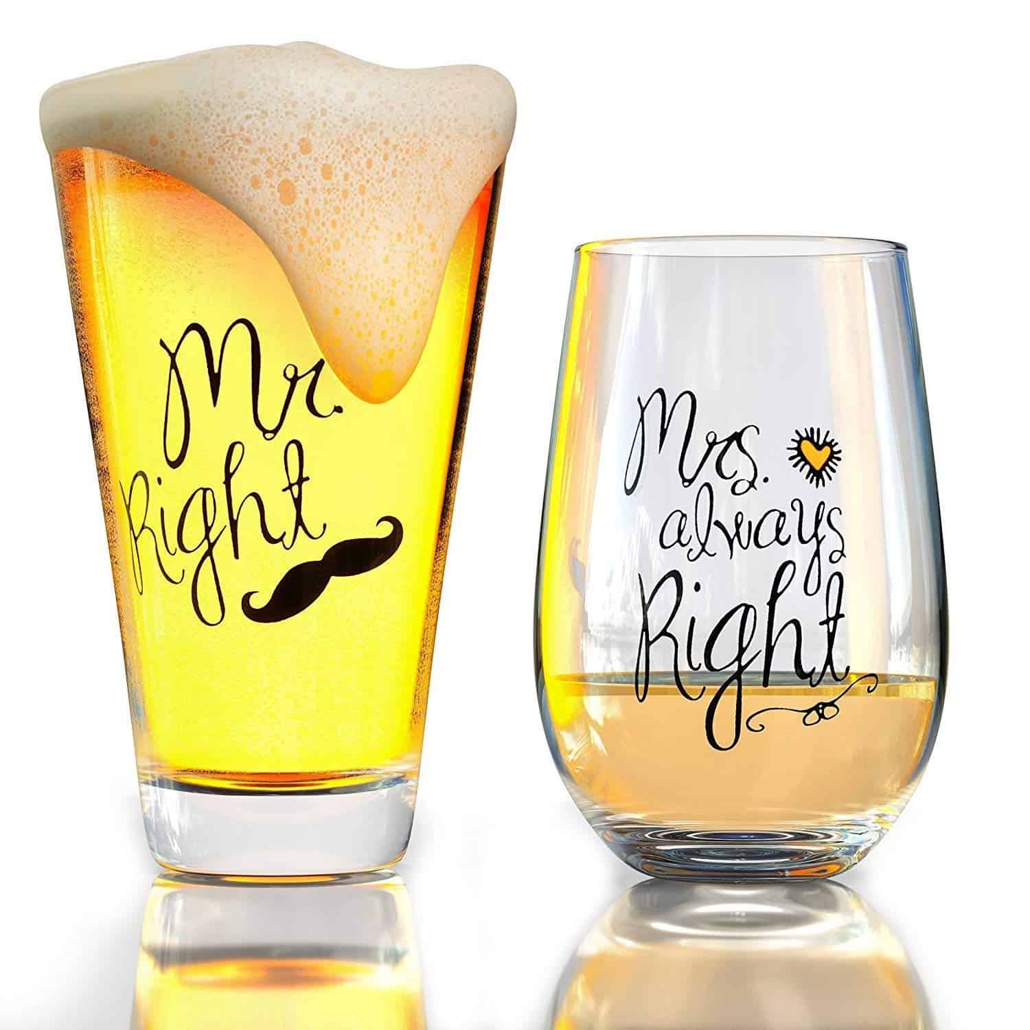 Mr and Mrs Right Wine Glass SEO