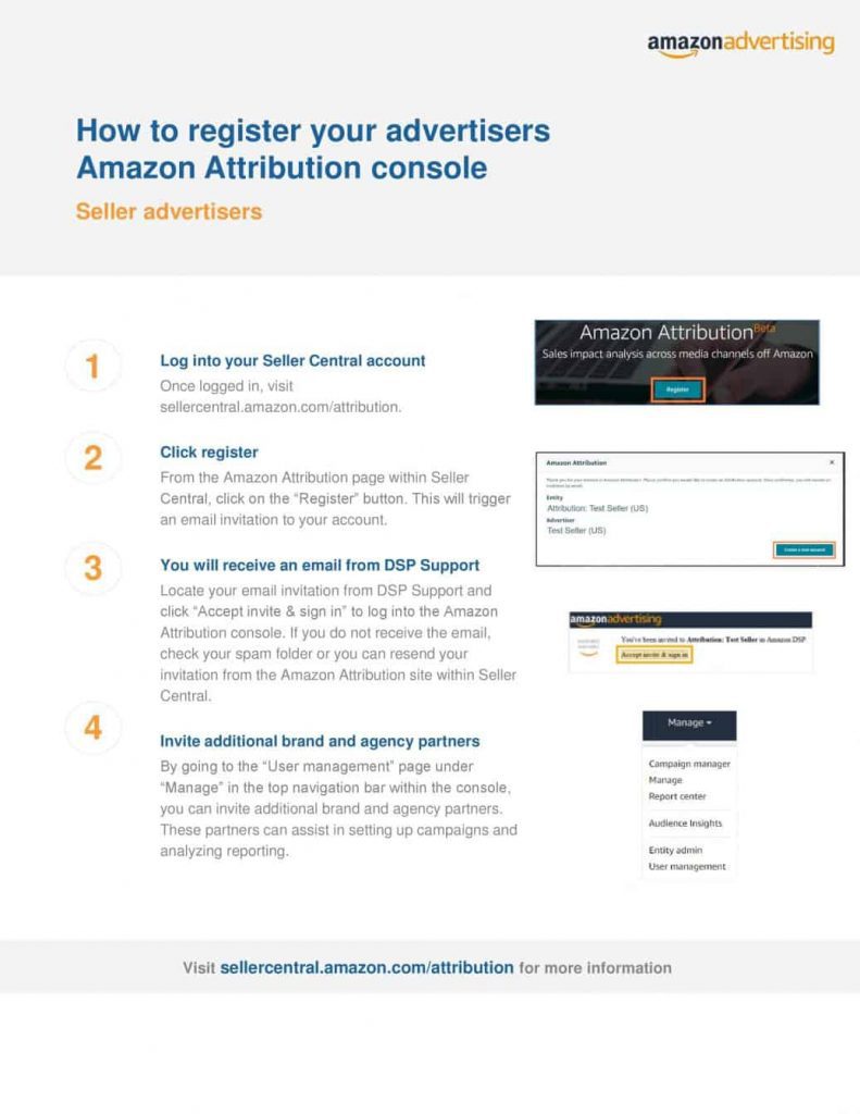 How to register your advertisers on Amazon Attribution Console for account management.