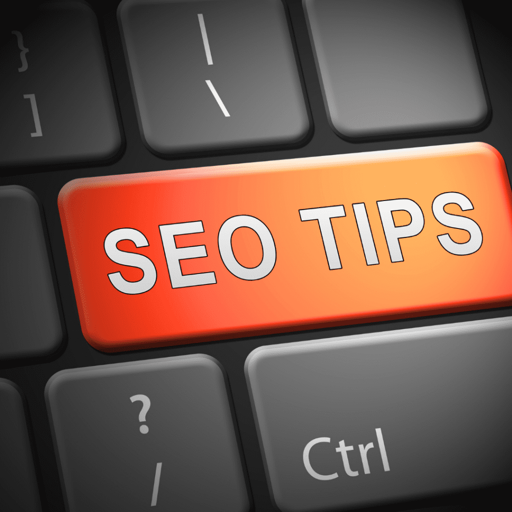 A red button with the word SEO tips on it, suitable for marketing management purposes.