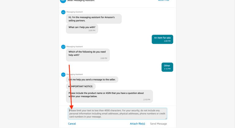 A screenshot of a conversation between two people discussing Seller Central management on an online marketplace.