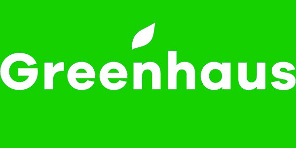 The greenhaus logo on a green background, featuring seller central management.