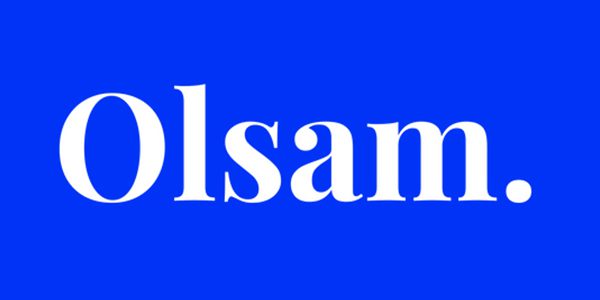 A blue background with the word olsam on it, representing a marketplace.