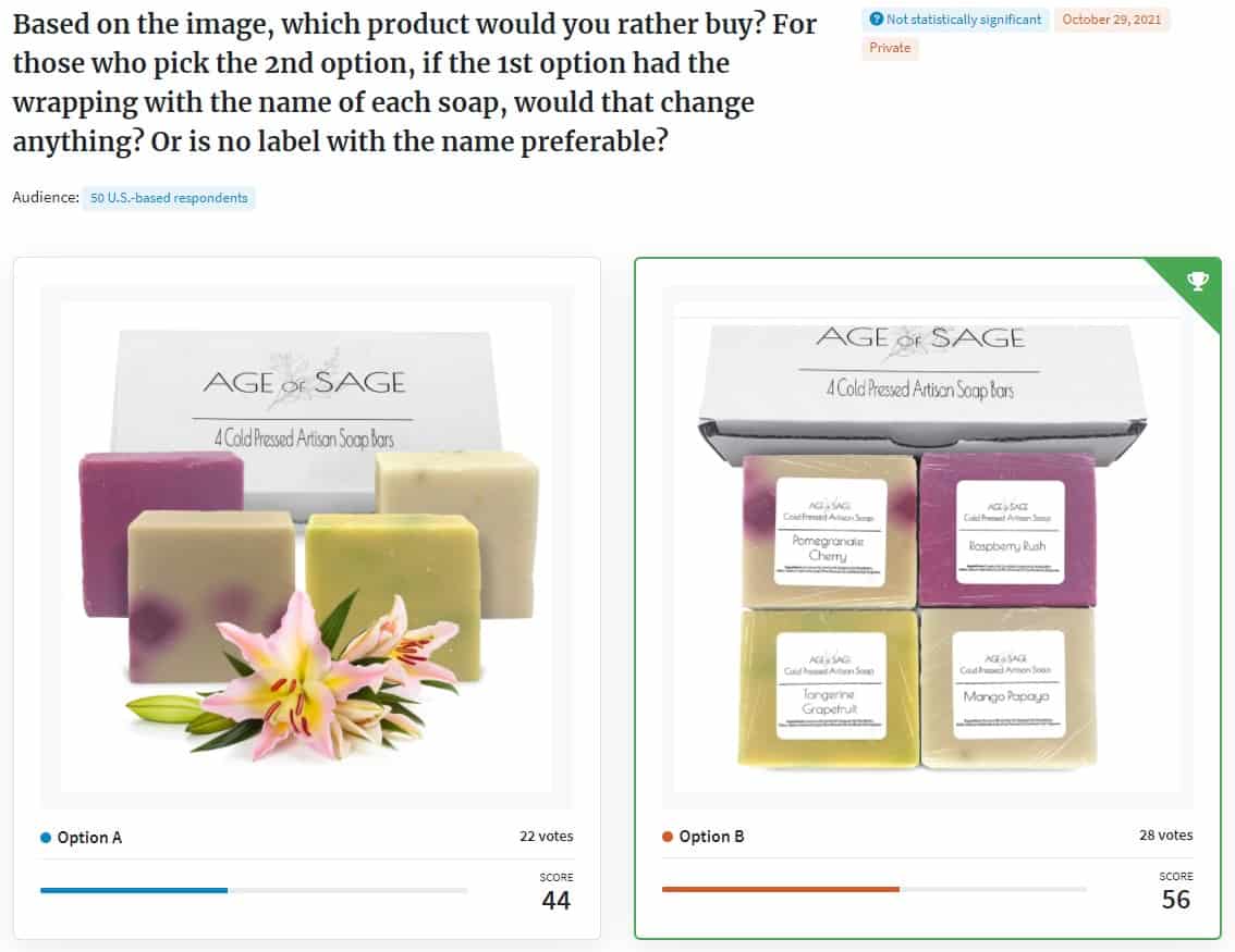 A page featuring a soap and a flower, designed for marketing management purposes on Amazon.