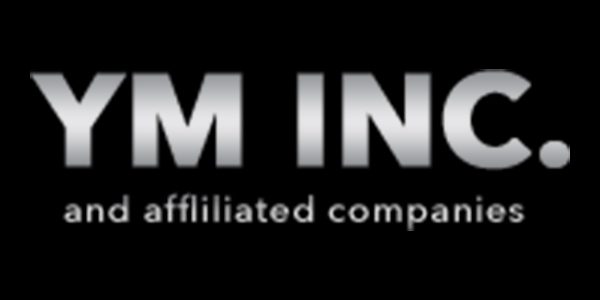 Ym inc logo on a black background.