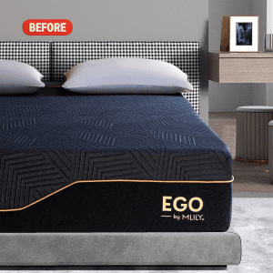 The ego mattress is showcased in a bedroom, with the assistance of My Amazon Guy for account management on Amazon.
