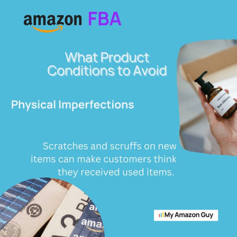 My Amazon Guy provides expert seller central management, offering guidance on Amazon FBA and helping sellers avoid product conditions that may have physical imperfections.