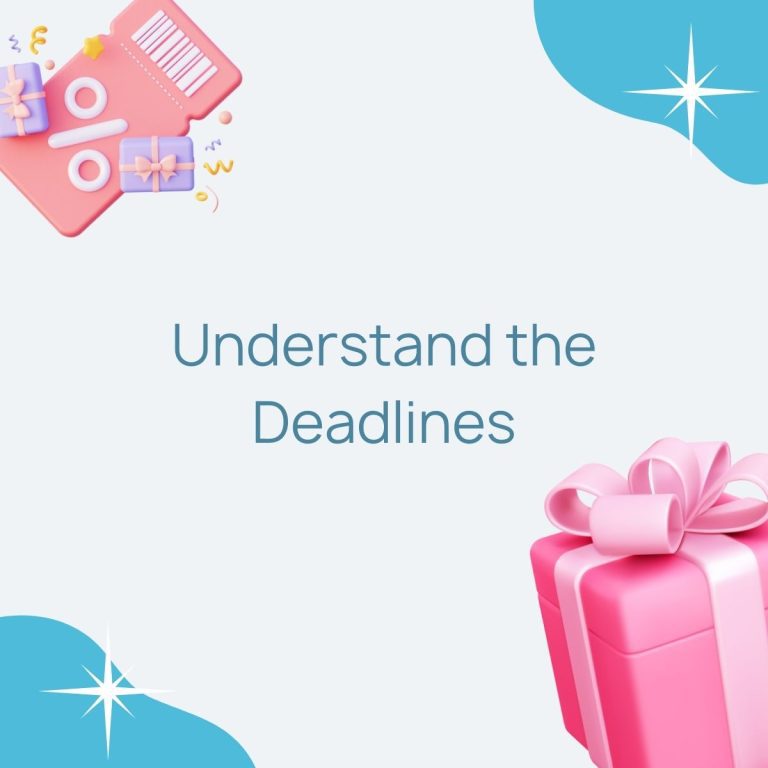 A pink gift box with the words understand the deadlines, available on Amazon marketplace.