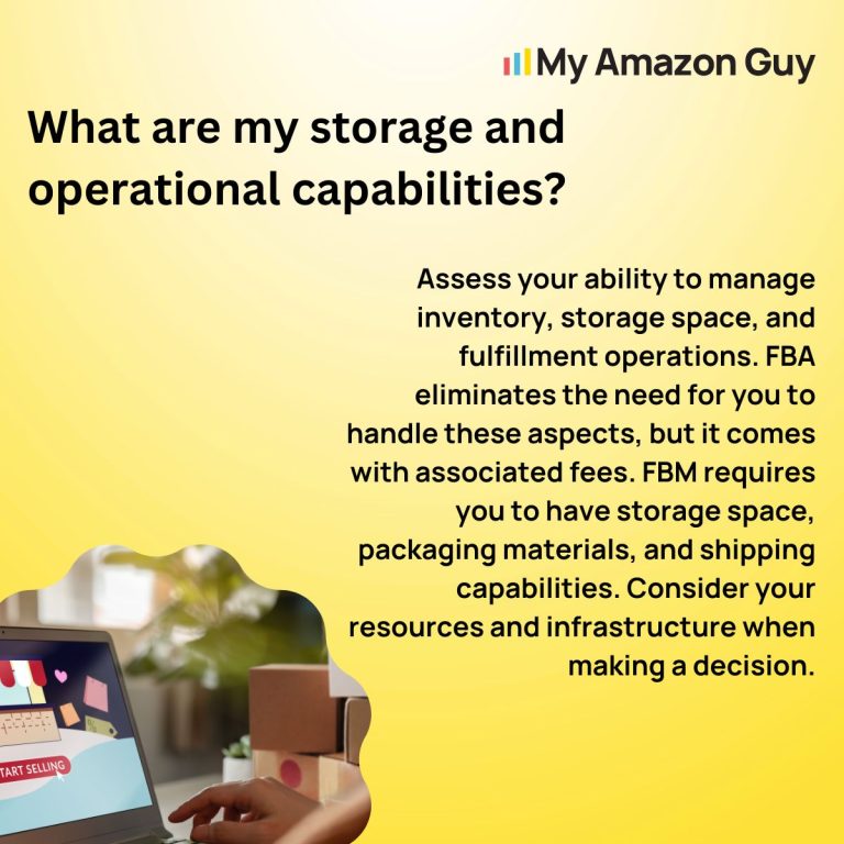 What are my storage and operational capabilities as an Amazon seller?