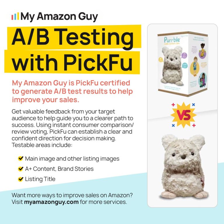 My amazon guy utilizing ab testing and pickfu for marketing management on Amazon.