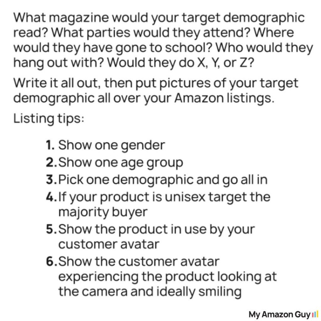 What parties would you attend and where would you go to target the demographic of my Amazon guy?