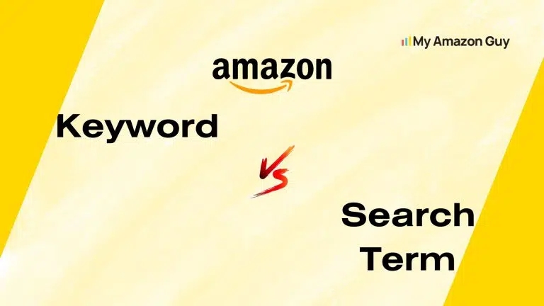 Amazon keyword vs search term in seller central management.
