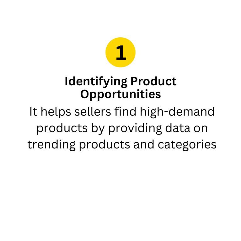 Identifying product opportunities helps sellers find high demand products by providing data on product categories for marketplace.