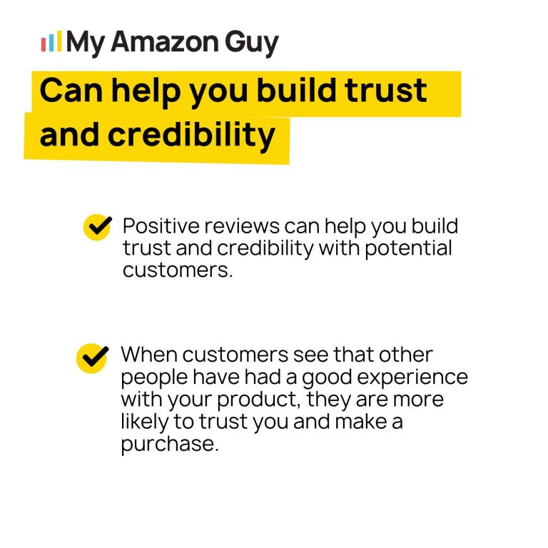 My Amazon guy can help you build trust and credibility in the Amazon marketplace.