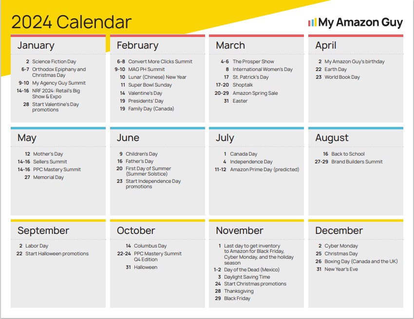 Amazon Seller Conferences MAG Calendar