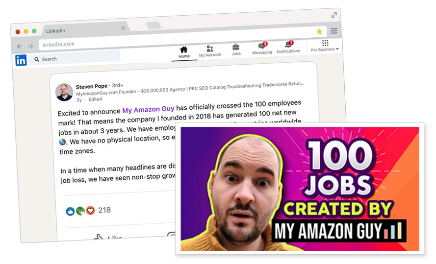 Creating the first 100 Jobs in My Amazon Guy