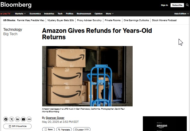 Amazon Issues Late Refunds on Returns From 2018, Citing Internal Review 3 Amazon issues late refunds reported in Bloomberg