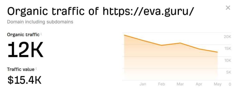 My Amazon Guy vs Eva: Eva organic traffic