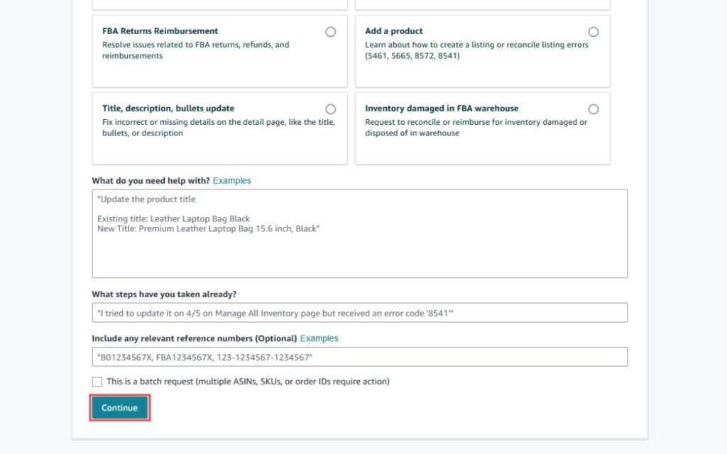 How to Successfully Change UPC Code on Amazon Submit Seller Support Case Step 4