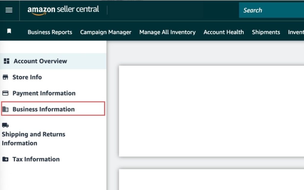 How to Find My Amazon Store Link Go to Business Information
