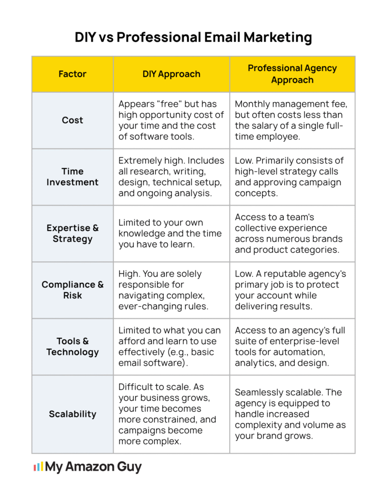 Off Amazon Email Marketing Stratgey DIY vs Professional Email Marketing