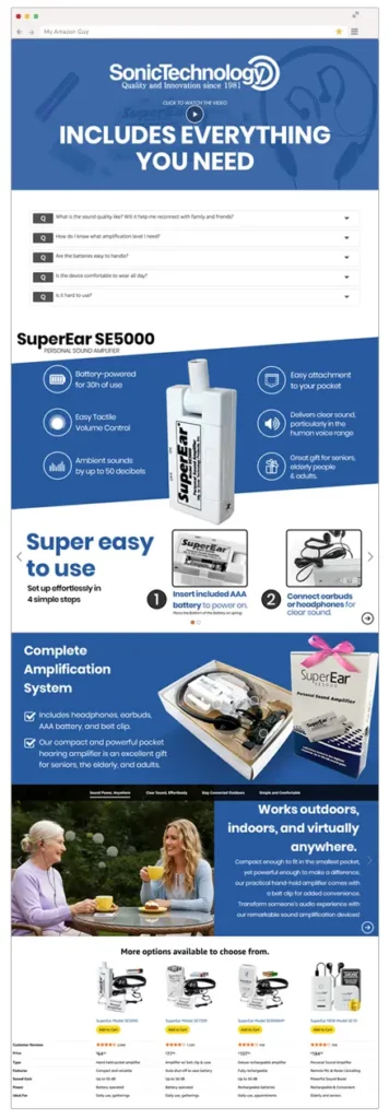 Amazon A+ content - Sonic Technology