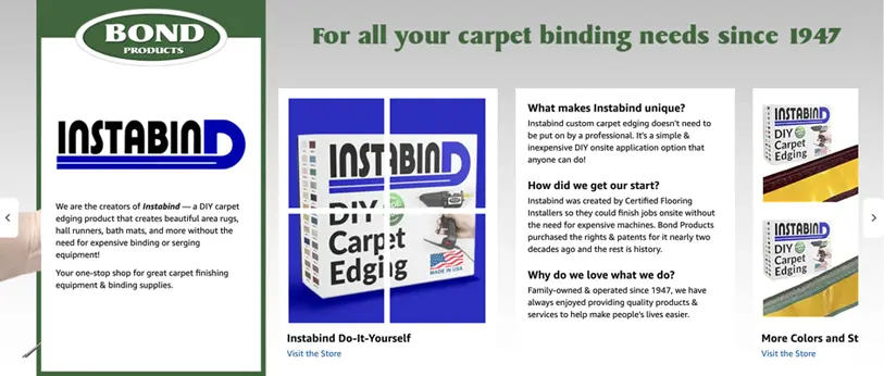 Amazon brand story Instabind