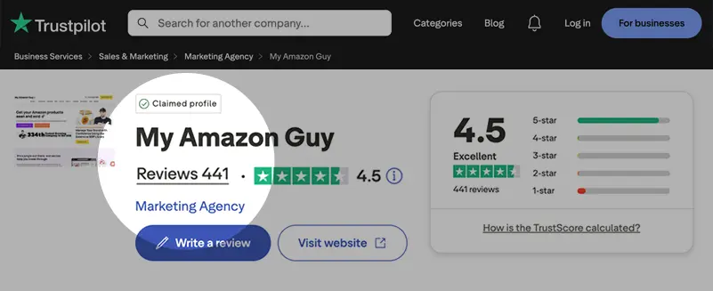My Amazon Guy Trustpilot rating