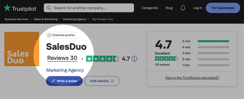 My Amazon Guy vs SalesDuo Trustpilot rating