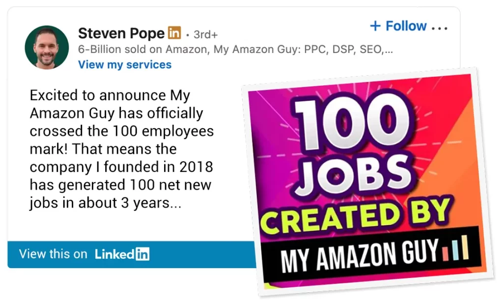 100 jobs made by My Amazon Guy