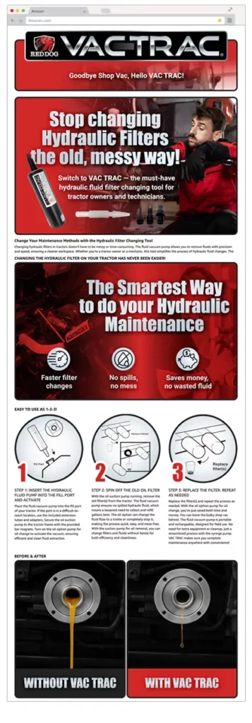 Amazon A+ content Vac Trac
