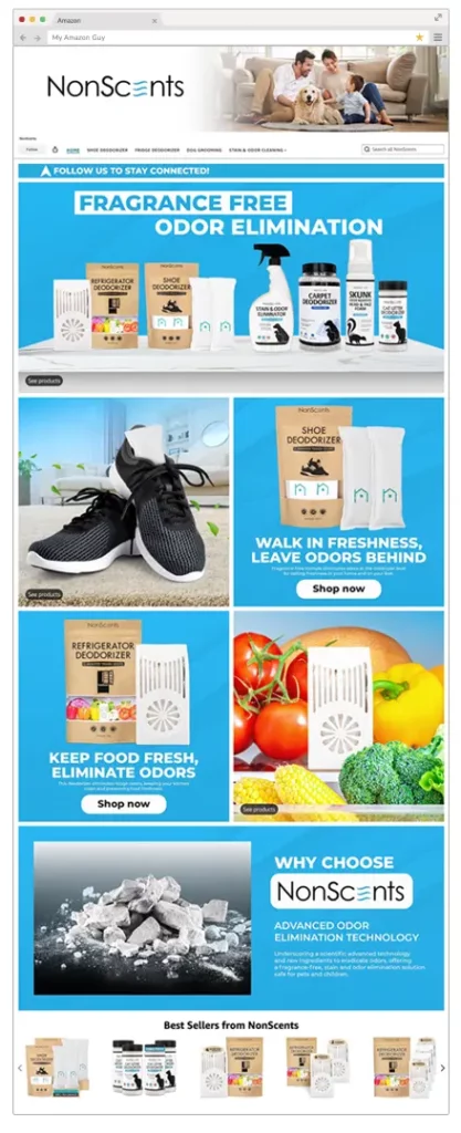Amazon Brand Store example NonScents