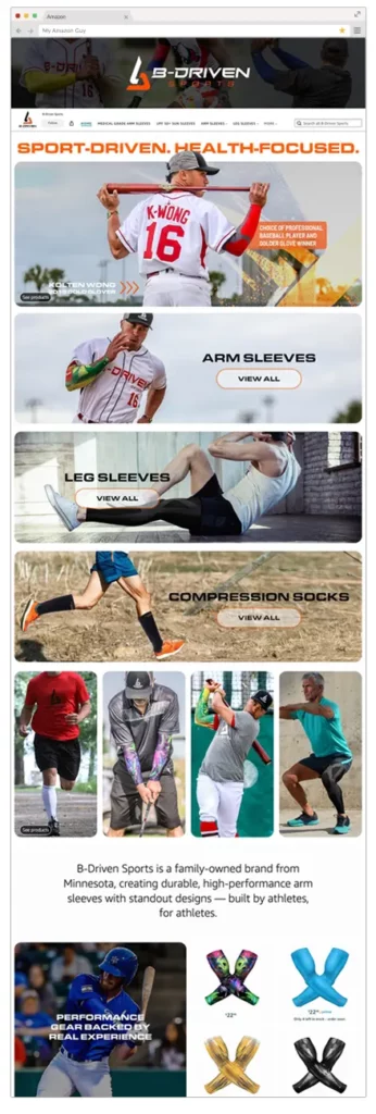 Amazon Brand Store example B Driven Sports