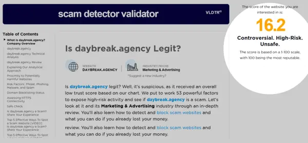 mag vs daybreak partners scam detector score